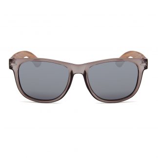 Zebra Wood Wayfarer Sunglasses (Grey with Silver REVO Lens)