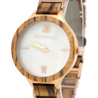 𝐒 𝐍 𝐄 𝐙 𝐀 𝐑® ROSE GOLD OLIVE WOOD TIMEPIECE